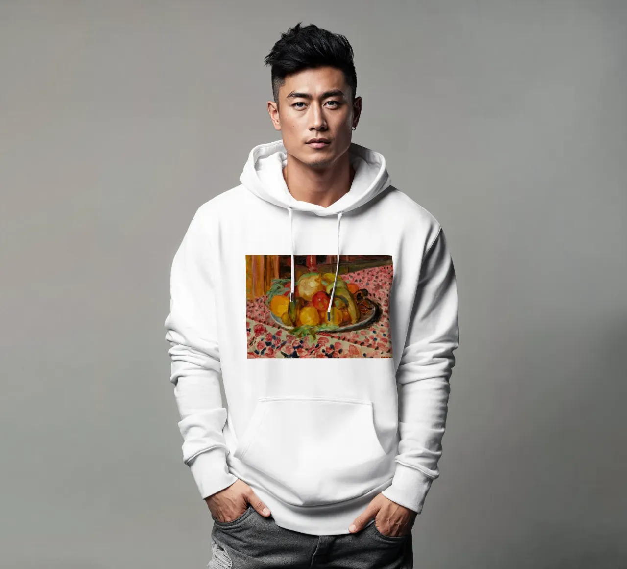 Piatto di frutta con natura morta - Pittura impressionista vivace felpa con cappuccio da ClubArt
