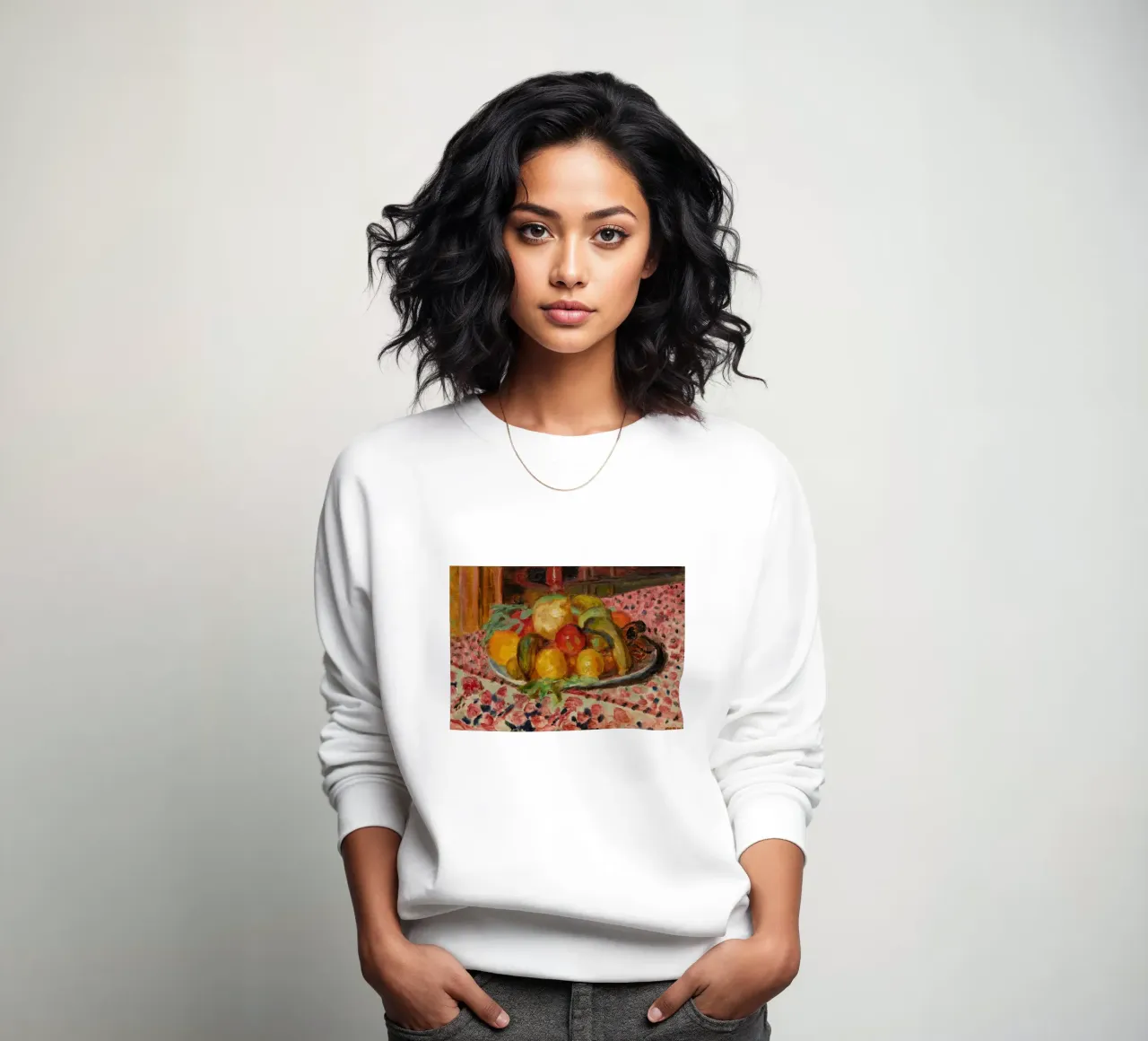 Piatto di frutta con natura morta - Pittura impressionista vivace felpa da ClubArt