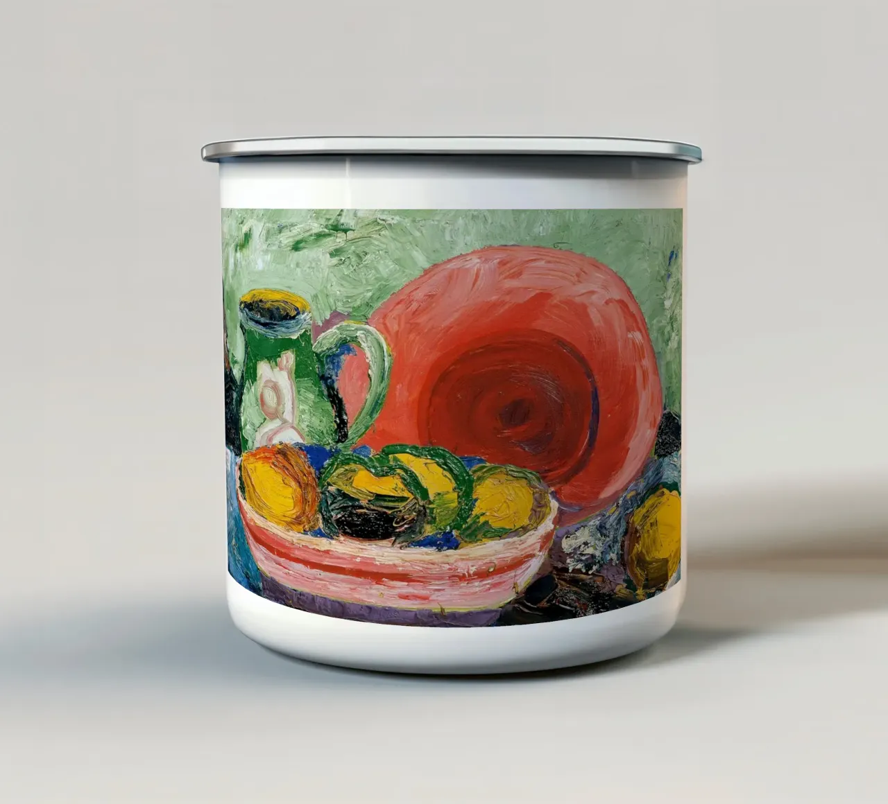 Fruitschaal & -kan - Expressieve moderne kunst emaille mok van ClubArt