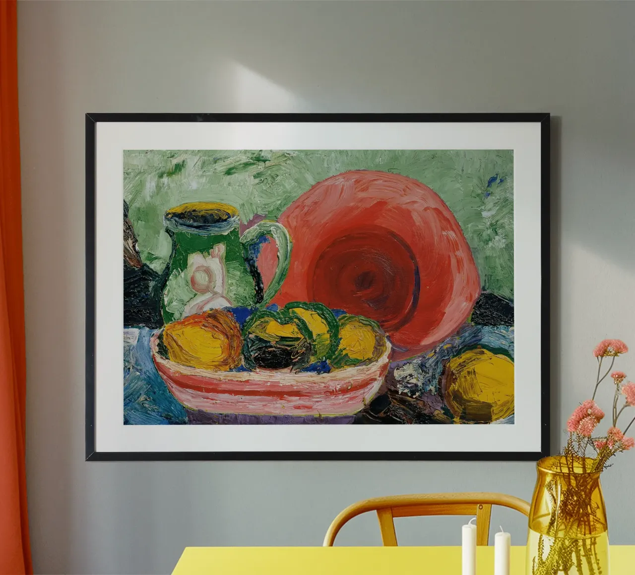 Ciotola e brocca di frutta con natura morta - Arte moderna espressiva carta hahnemühle da ClubArt