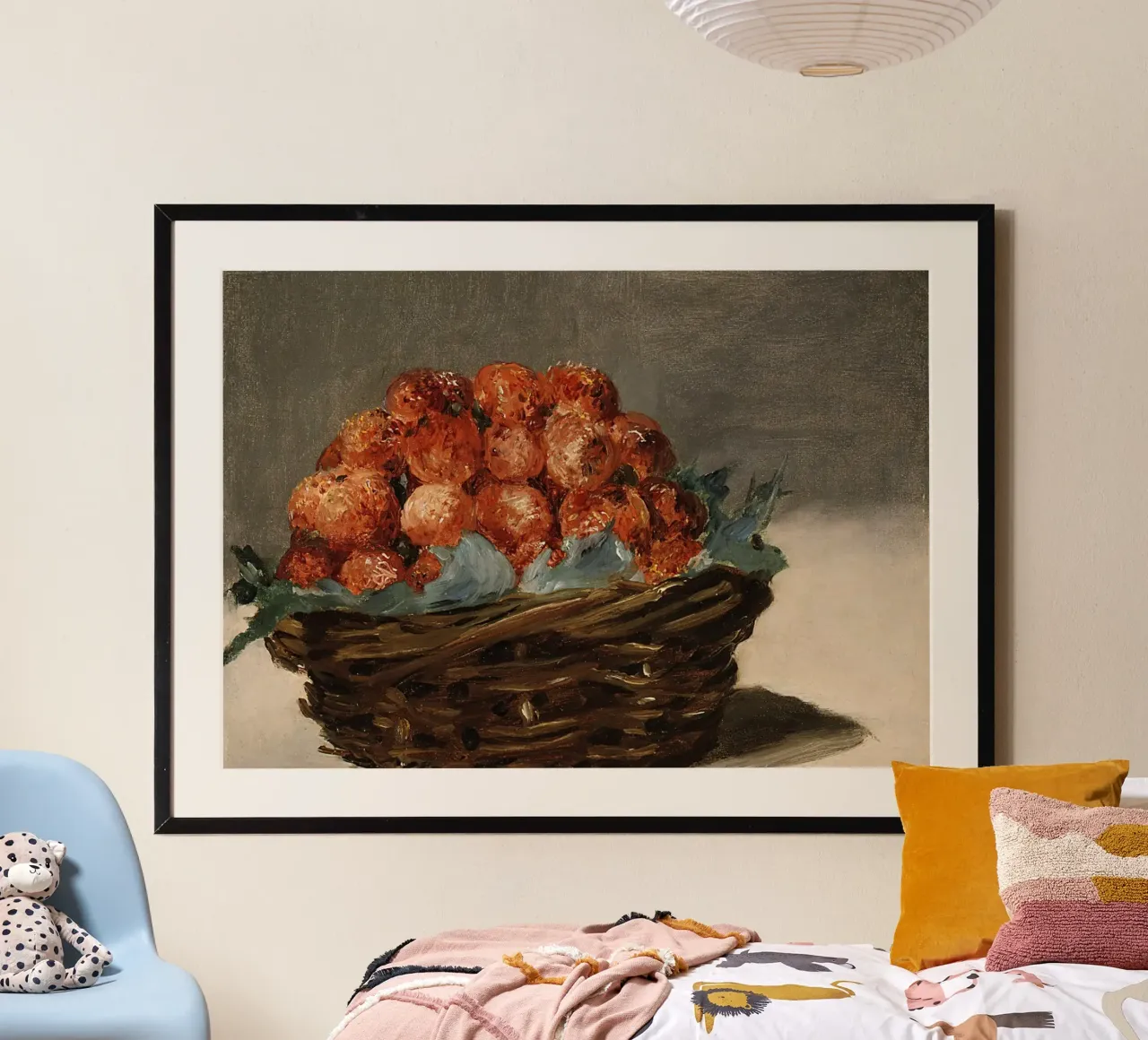 Natura morta con cestino di fragole - Arte della frutta impressionista poster con telaio in plastica da ClubArt