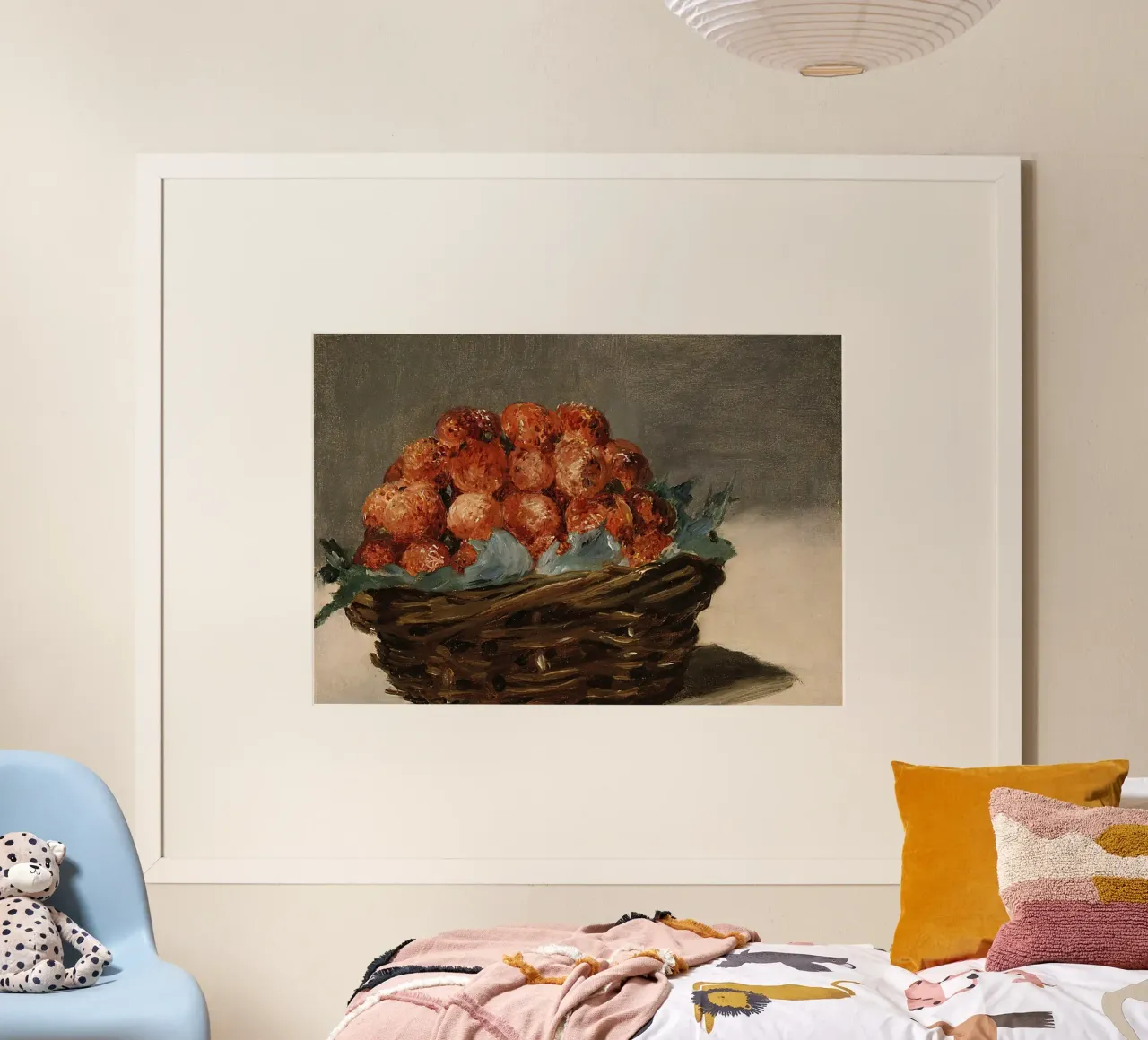 Natura morta con cestino di fragole - Arte della frutta impressionista poster con telaio in plastica da ClubArt