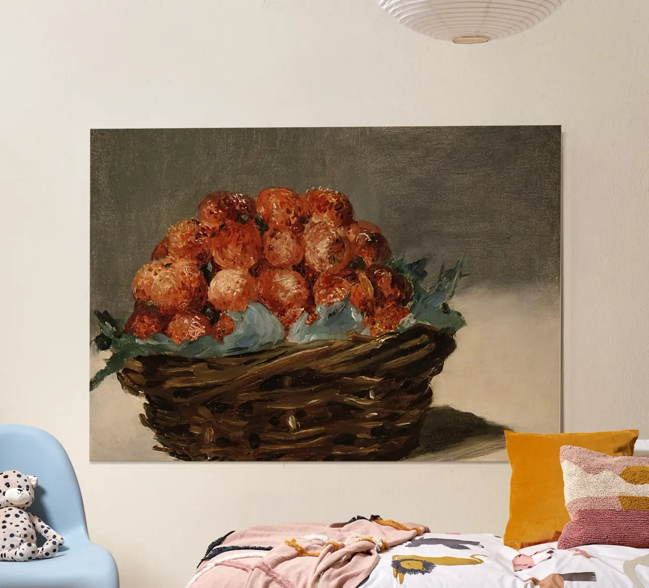 Natura morta con cestino di fragole - Arte della frutta impressionista poster con telaio in plastica da ClubArt