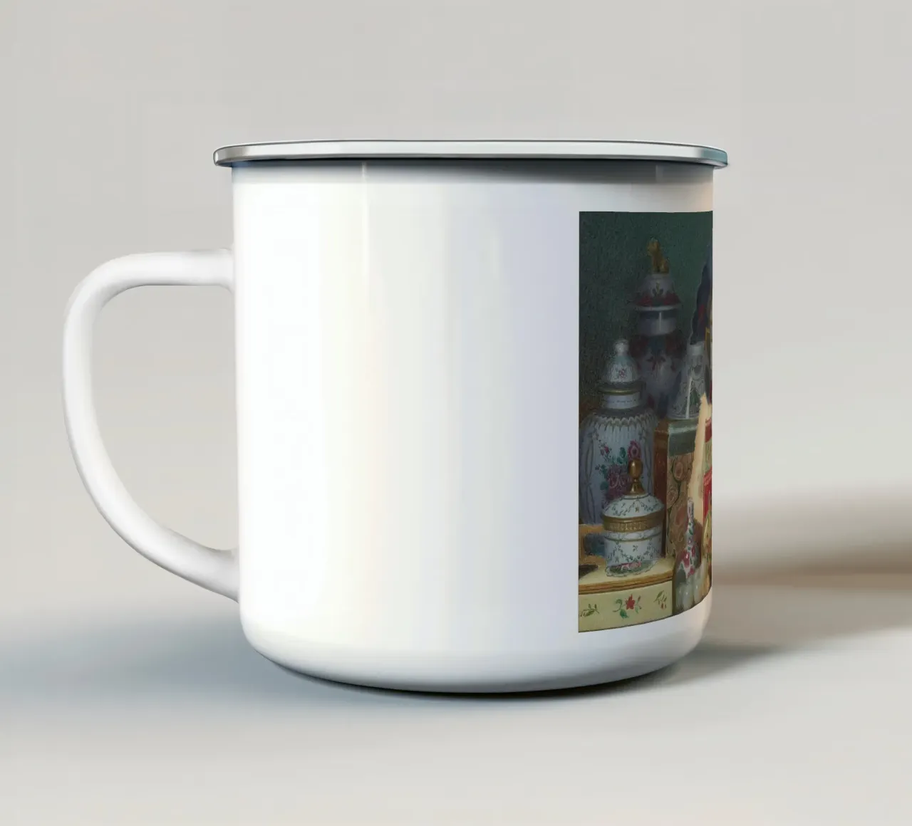 Chinoiserie Porcelain Still Life - Opulent Vintage Art enamel mug by ClubArt