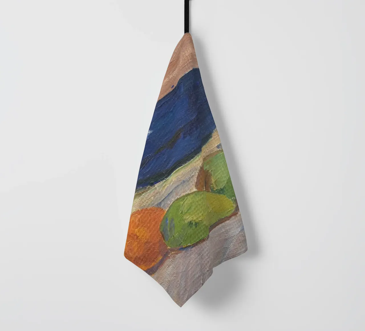 Stilleben Blaue Schale & Obst - Texturierte impressionistische Kunst Geschirrtuch von ClubArt