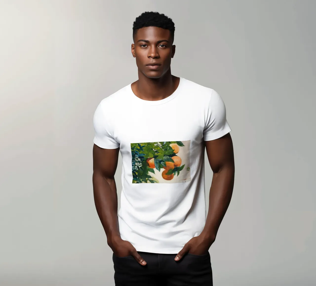 Acquerello sull'albero di arance - Frutta e fogliame impressionista t-shirt da ClubArt