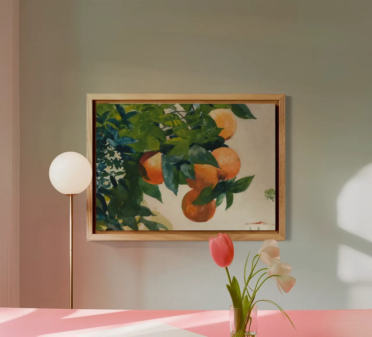 Acquerello sull'albero di arance - Frutta e fogliame impressionista alluminio dibond da ClubArt