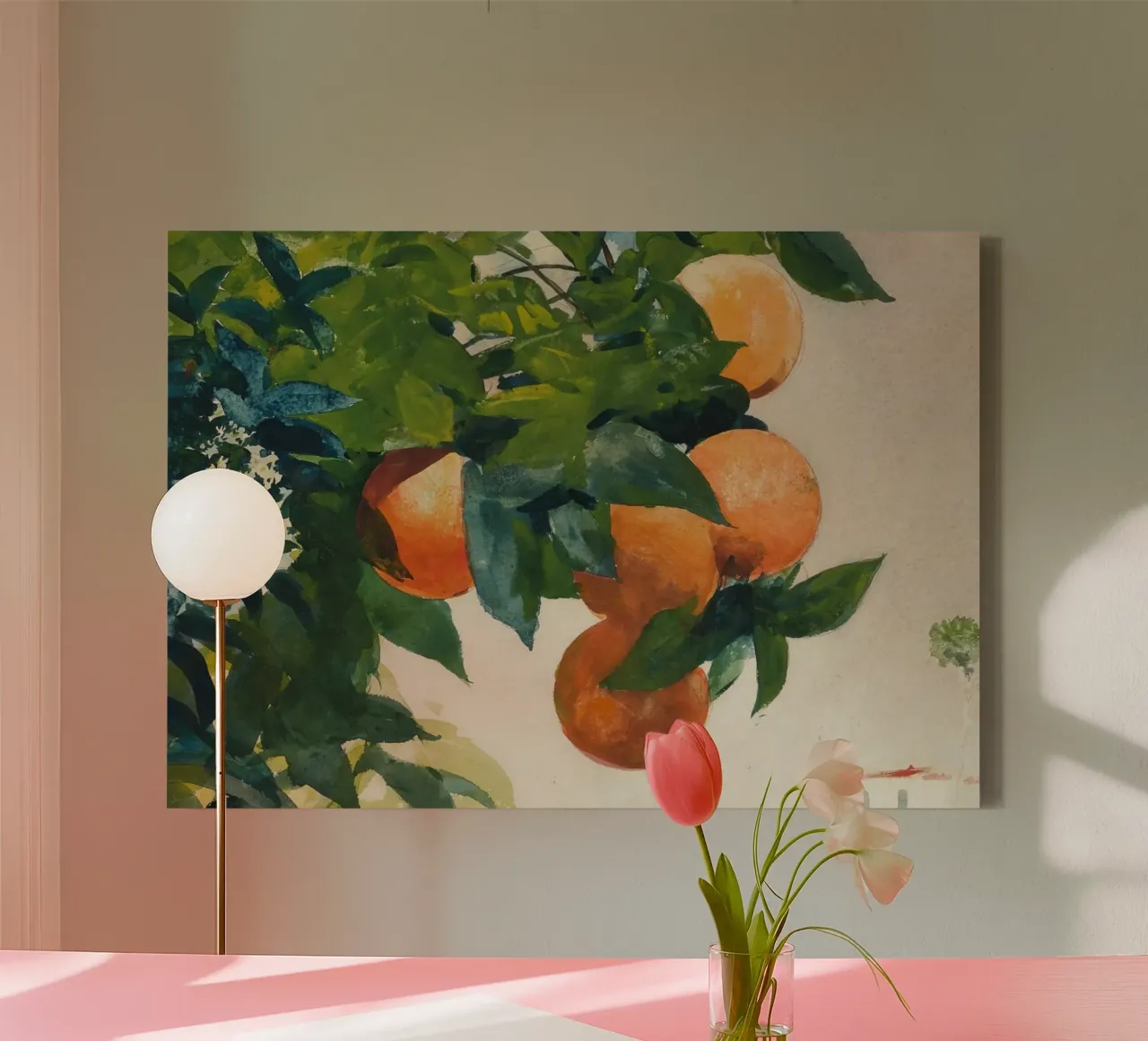 Orange Tree Watercolor - Impressionist Fruit & Foliage canvas by ClubArt