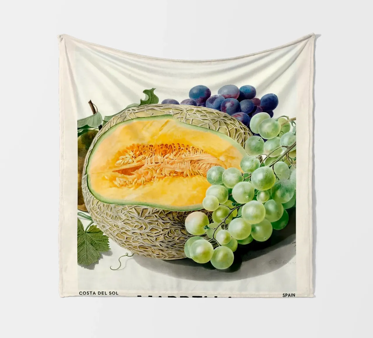 Mercato della frutta di Marbella - Poster botanico Melone e uva coperta in pile da ClubArt