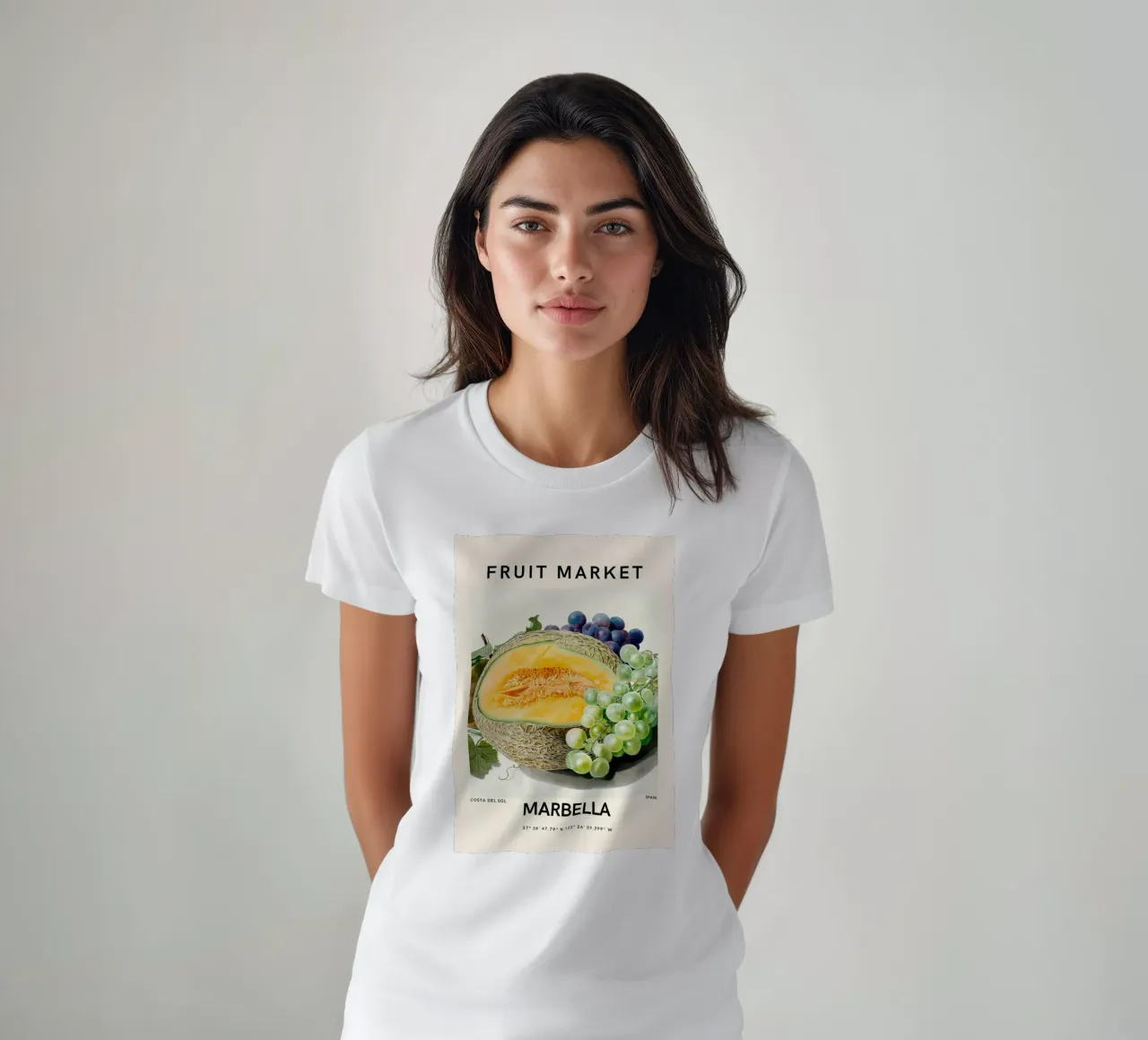 Mercato della frutta di Marbella - Poster botanico Melone e uva t-shirt da ClubArt