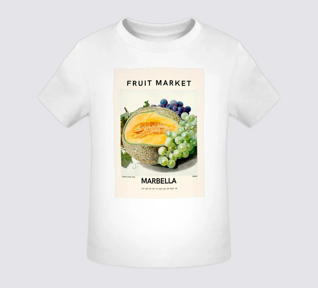 Mercato della frutta di Marbella - Poster botanico Melone e uva maglietta neonato da ClubArt