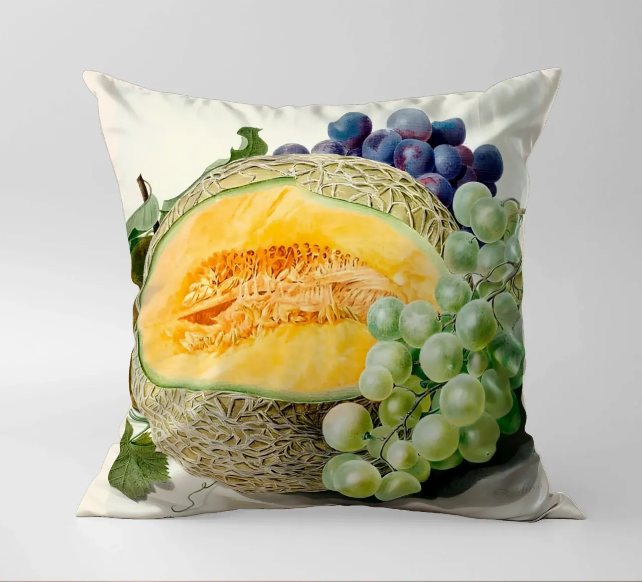 Mercato della frutta di Marbella - Poster botanico Melone e uva cuscino da ClubArt