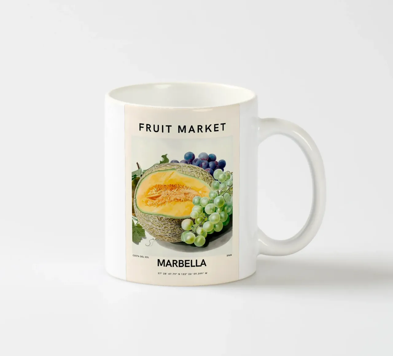 Mercato della frutta di Marbella - Poster botanico Melone e uva tazza in ceramica da ClubArt