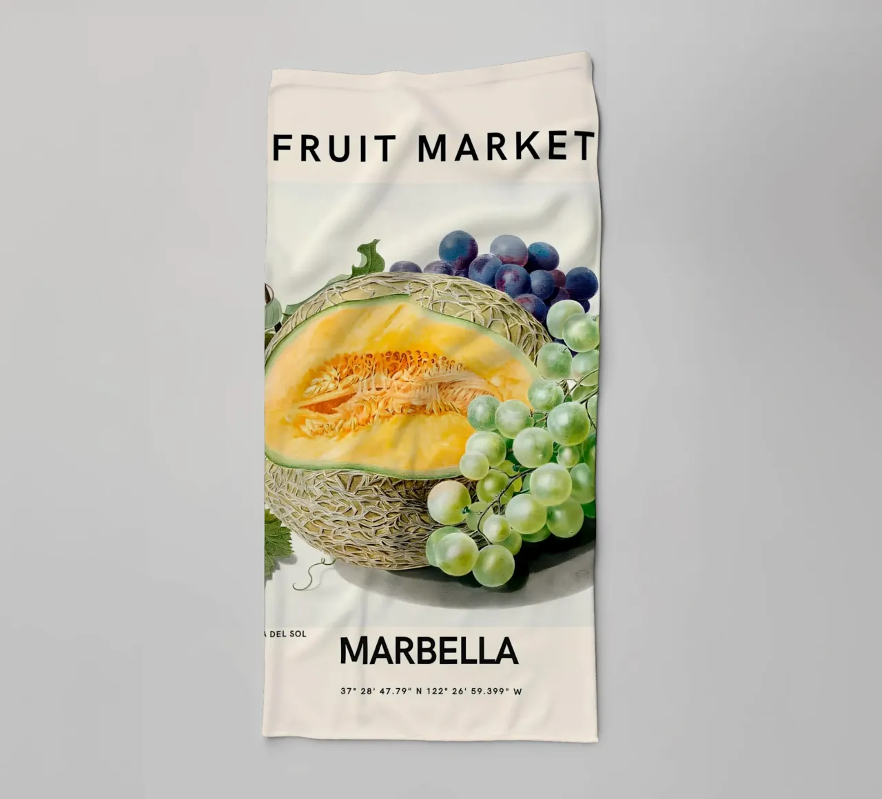 Mercato della frutta di Marbella - Poster botanico Melone e uva asciugamano da bagno da ClubArt
