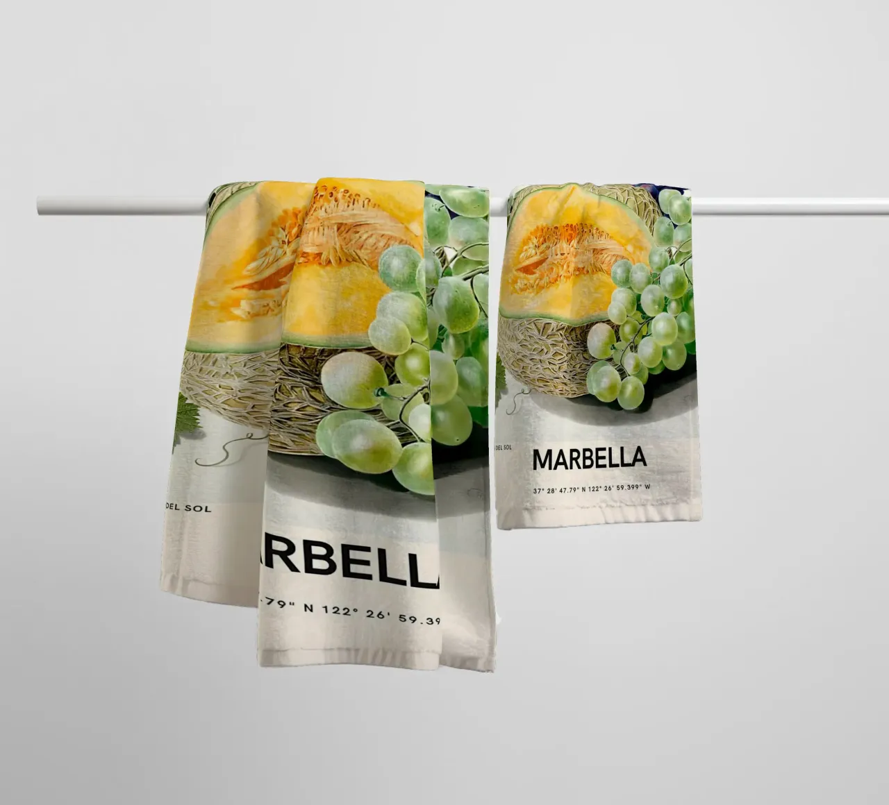 Mercato della frutta di Marbella - Poster botanico Melone e uva asciugamano da bagno da ClubArt