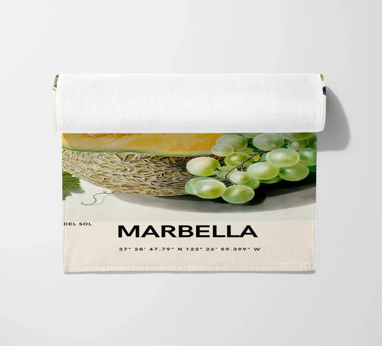 Mercato della frutta di Marbella - Poster botanico Melone e uva telo mare da ClubArt