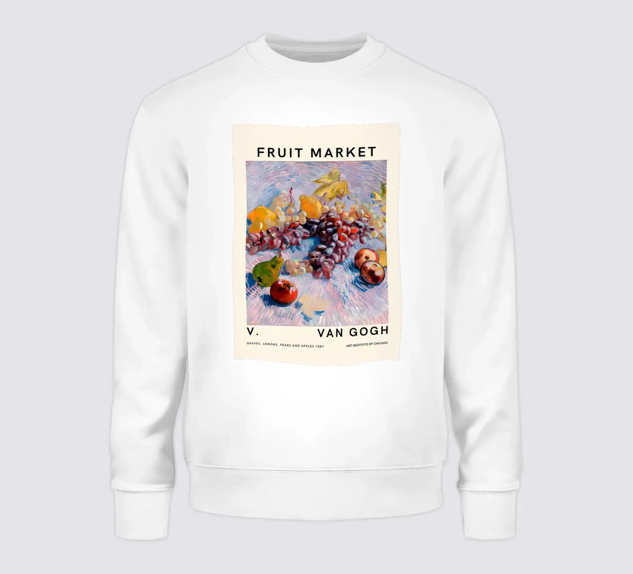 Van Gogh "Uva, limoni, pere, mele" Mercato della frutta felpa da ClubArt