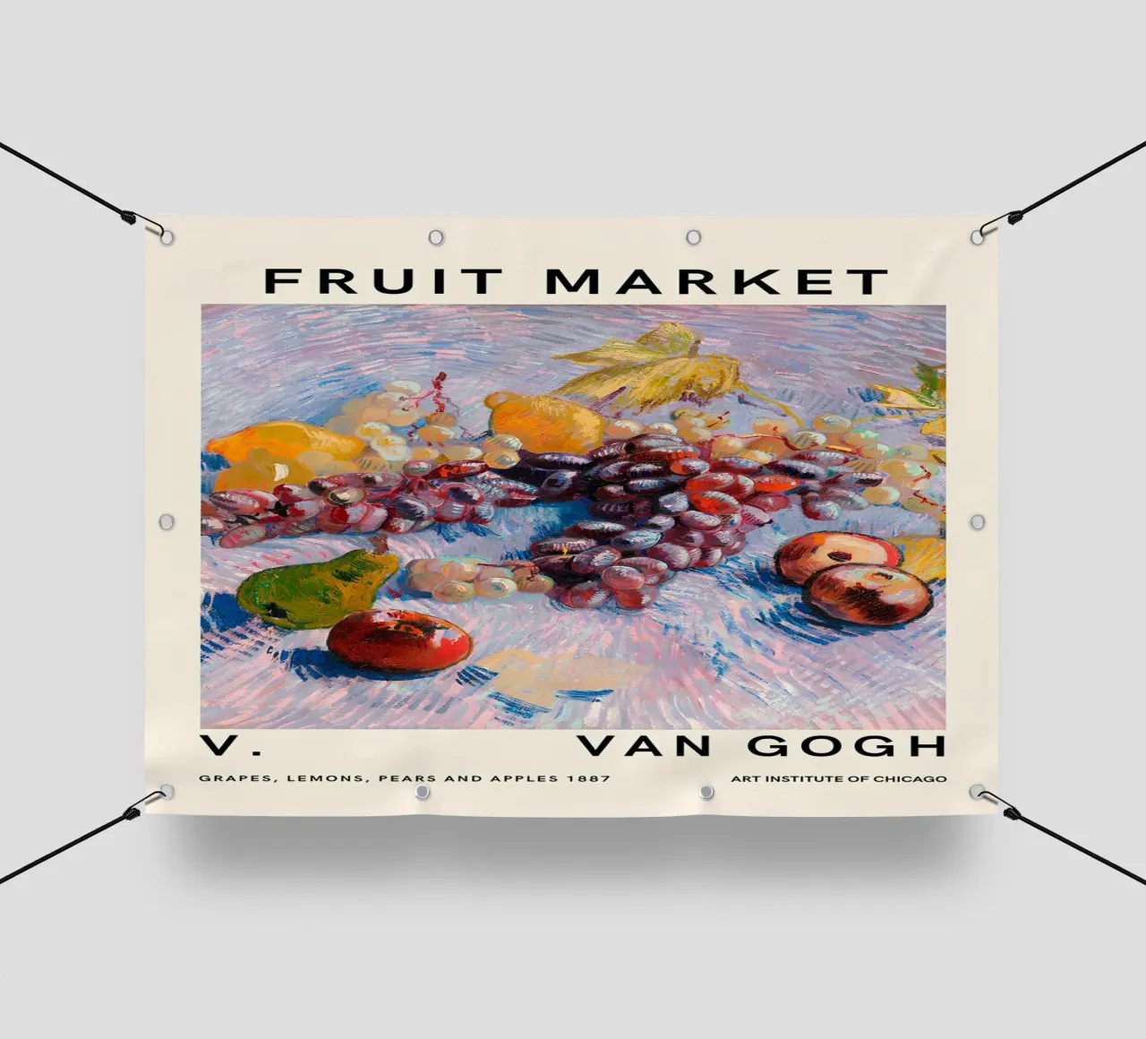 Van Gogh "Uva, limoni, pere, mele" Mercato della frutta telo in pvc da ClubArt