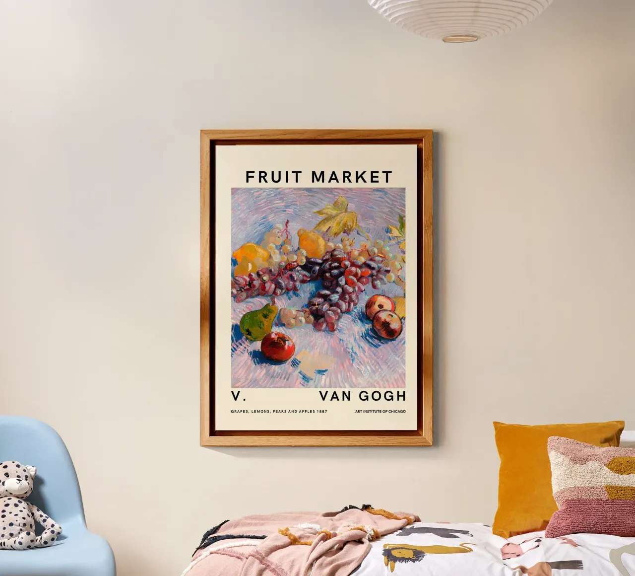 Van Gogh "Uva, limoni, pere, mele" Mercato della frutta alluminio dibond da ClubArt