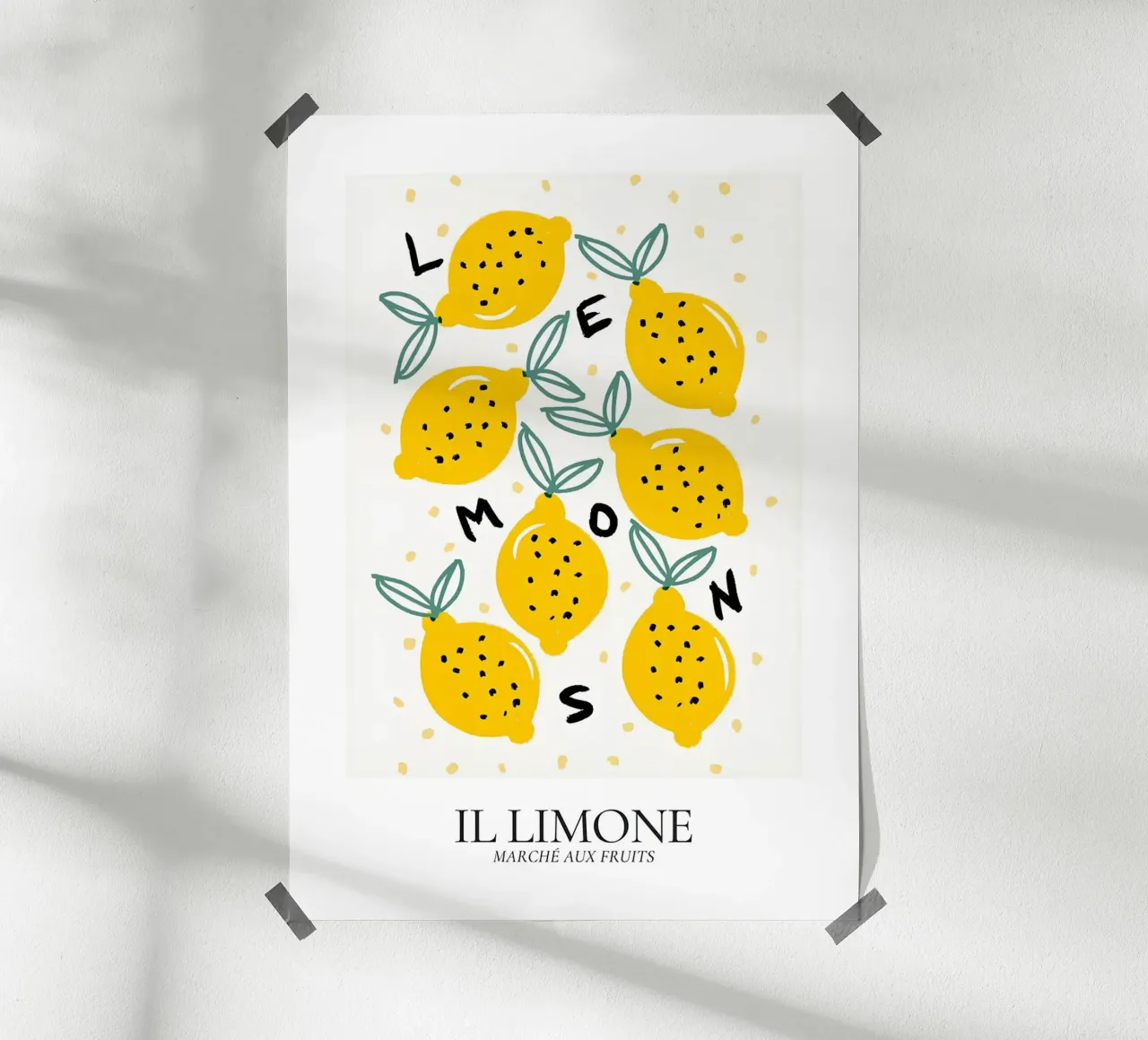 Il Limone - Poster Pop Art per il mercato dei limoni poster con telaio in alluminio da ClubArt