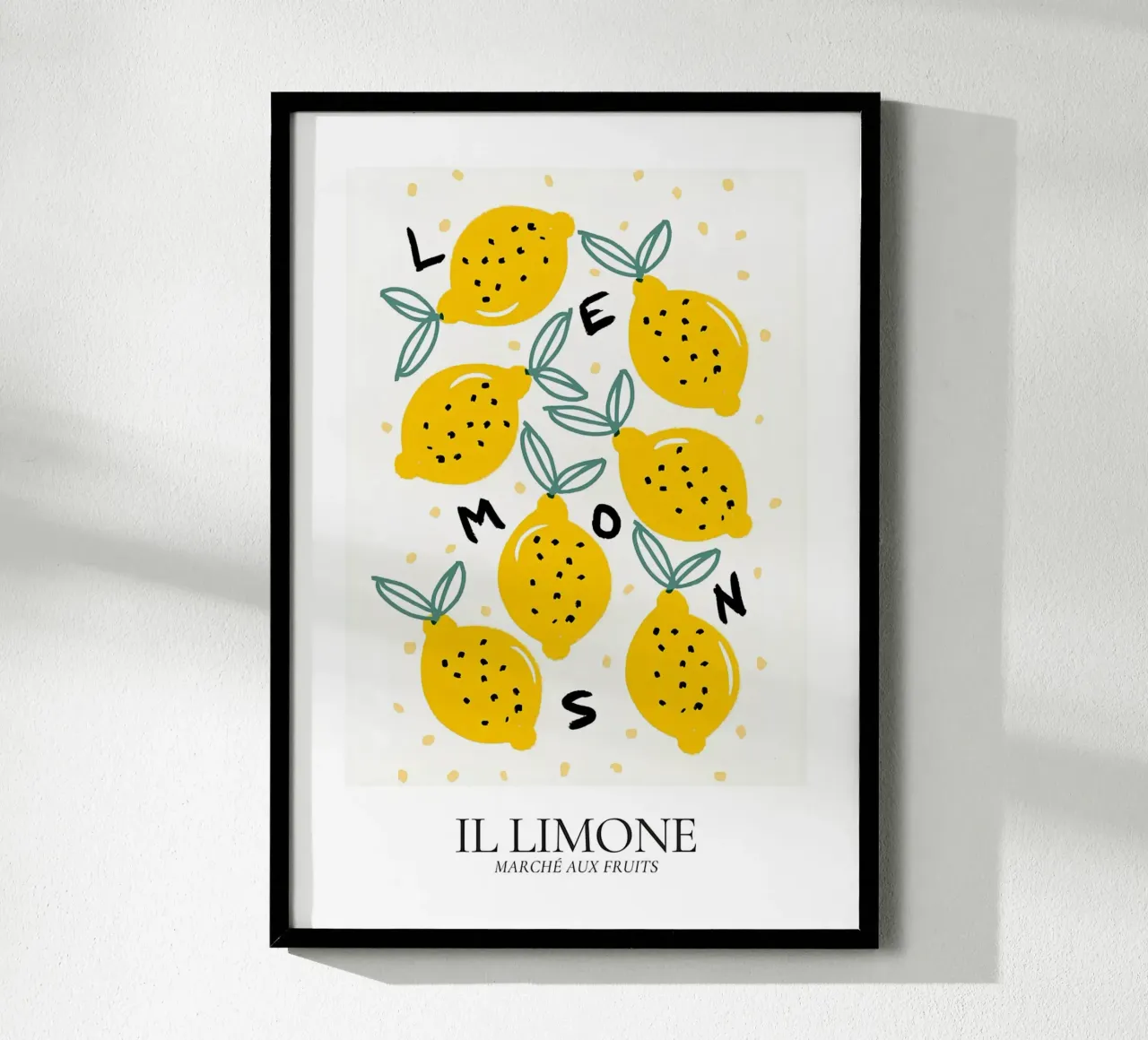 Il Limone - Poster Pop Art per il mercato dei limoni poster con telaio in alluminio da ClubArt