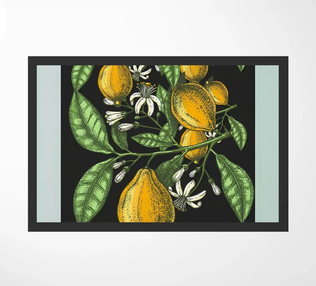Les Agrumes - Elegante Zitrone Botanical Dark Print Fußmatte von ClubArt