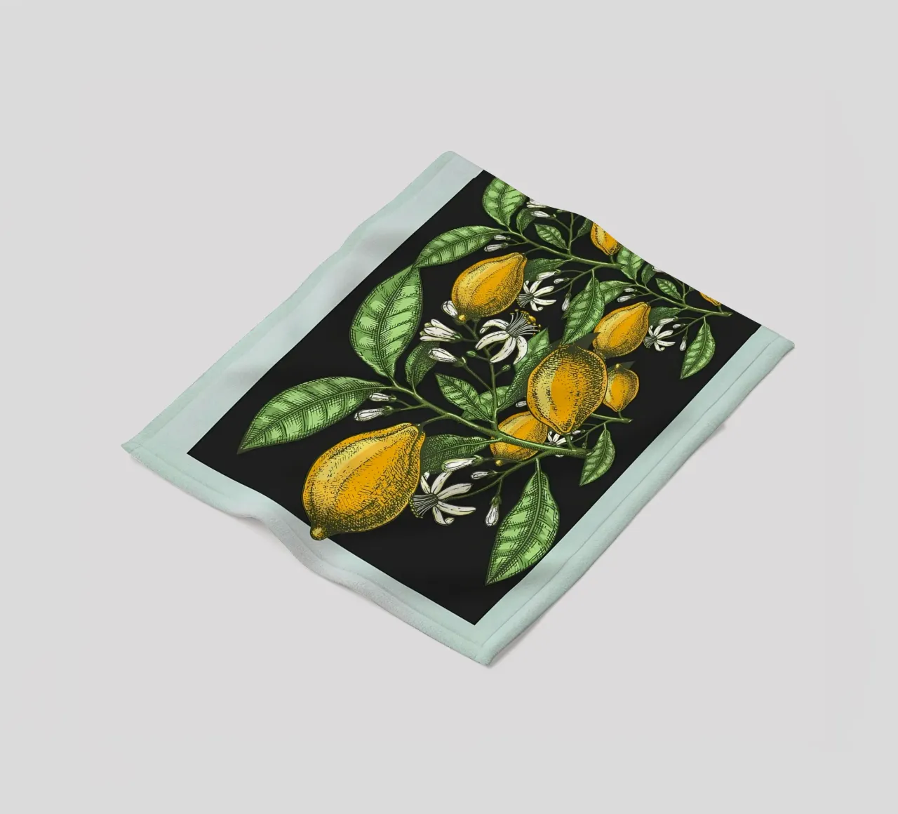 Les Agrumes - Elegante Zitrone Botanical Dark Print Fleecedecke von ClubArt