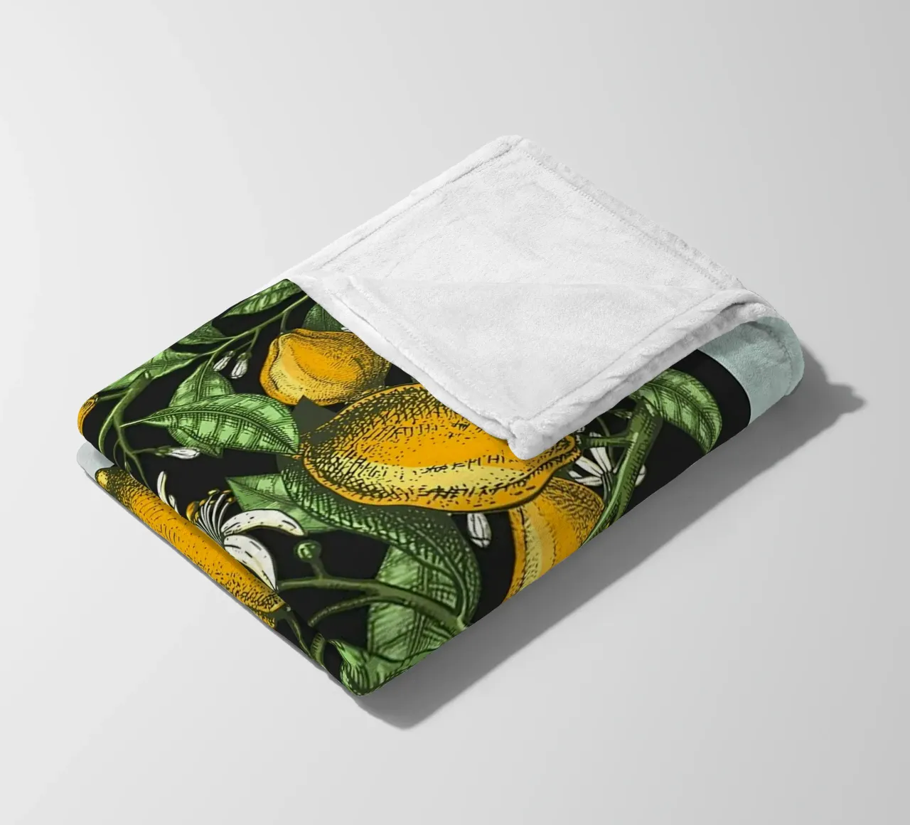 Les Agrumes - Elegante Zitrone Botanical Dark Print Fleecedecke von ClubArt
