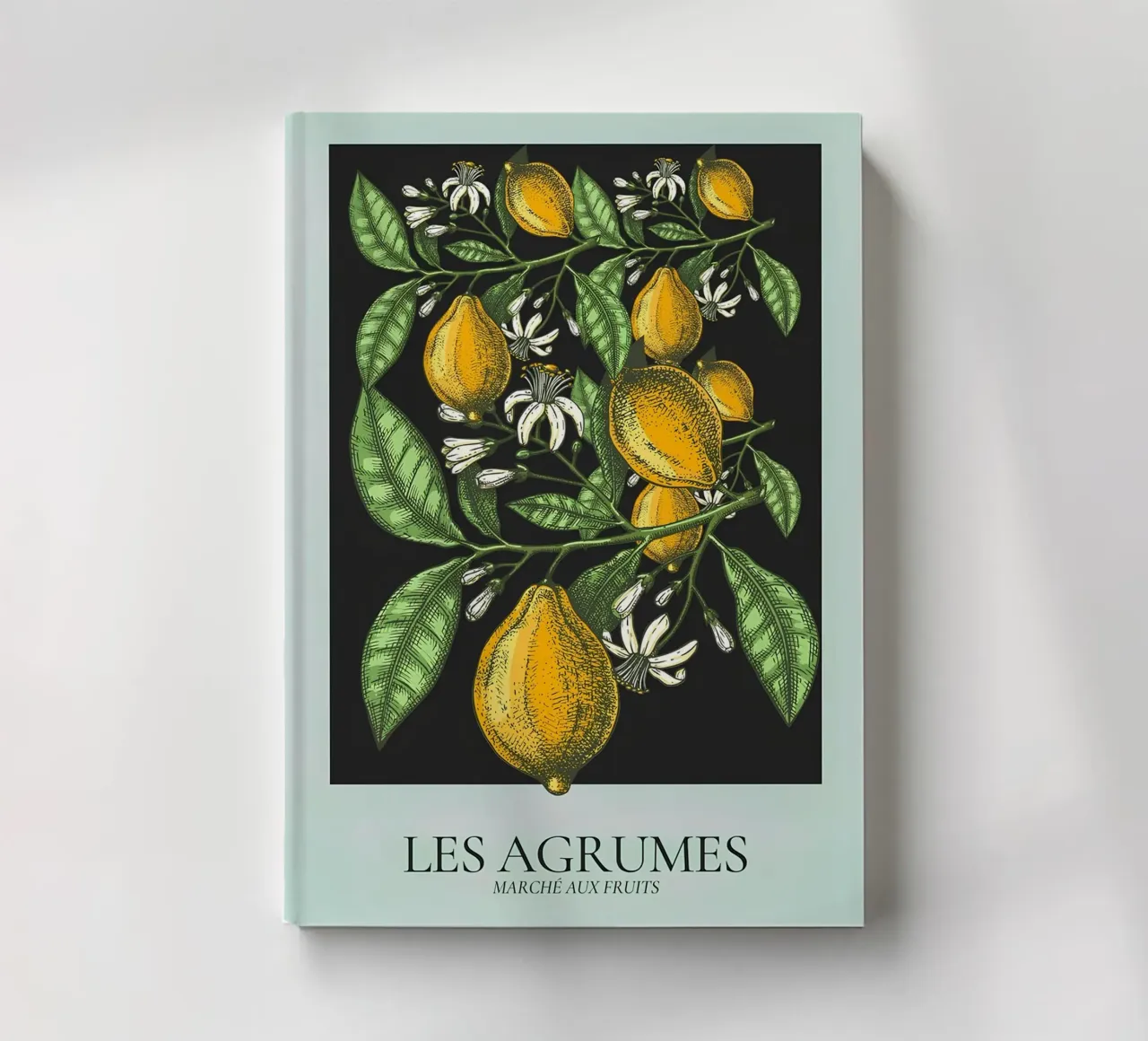 Les Agrumes - Elegant Lemon Botanical Dark Print carnet de notes de ClubArt