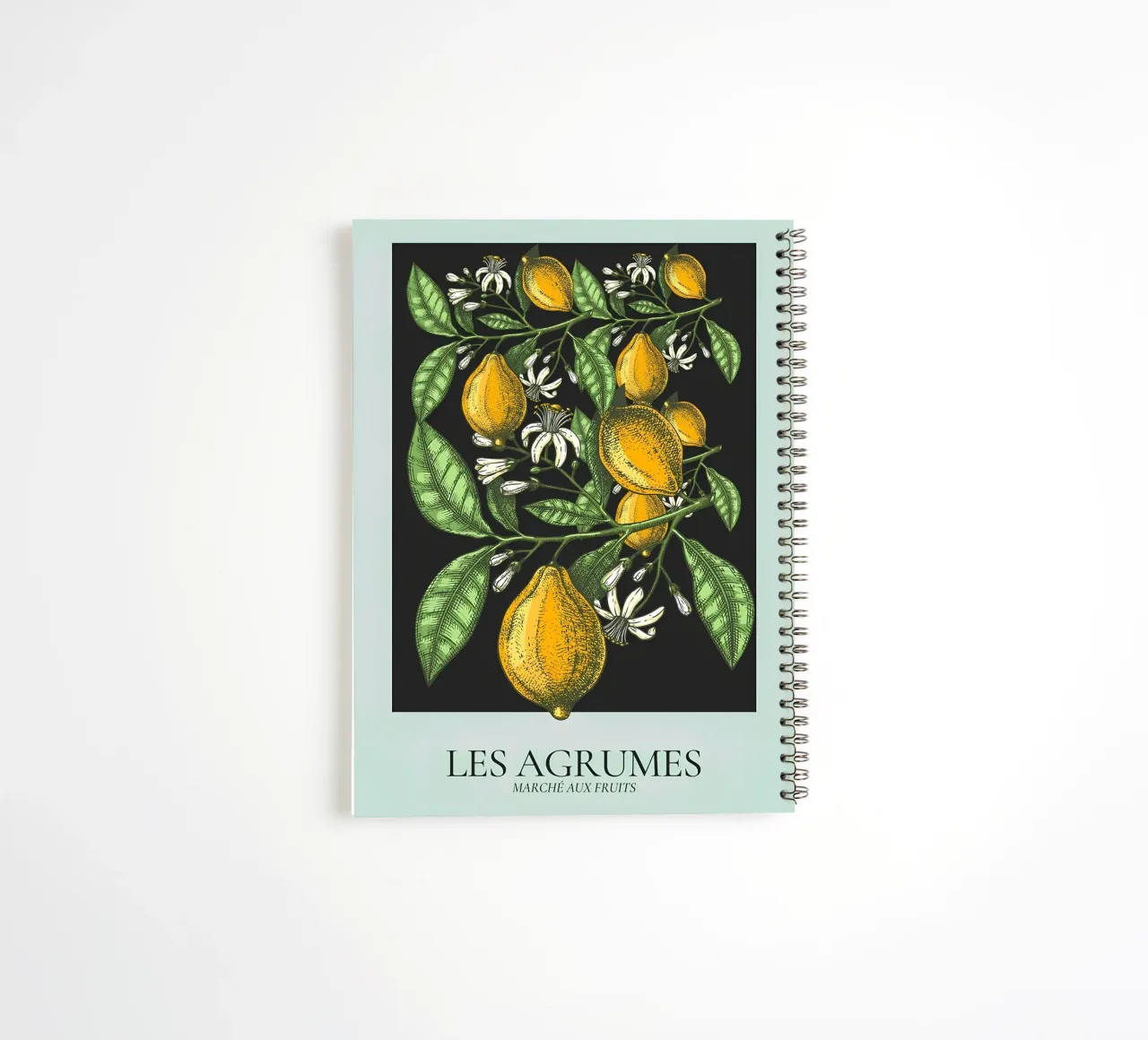 Les Agrumes - Elegante Zitrone Botanical Dark Print Ringbuch von ClubArt