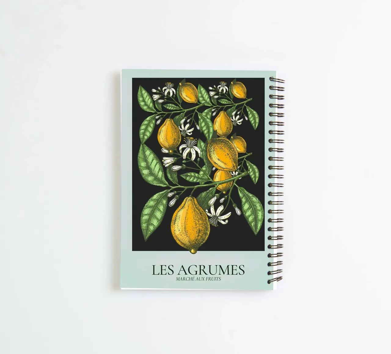 Les Agrumes - Elegante Zitrone Botanical Dark Print Ringbuch von ClubArt
