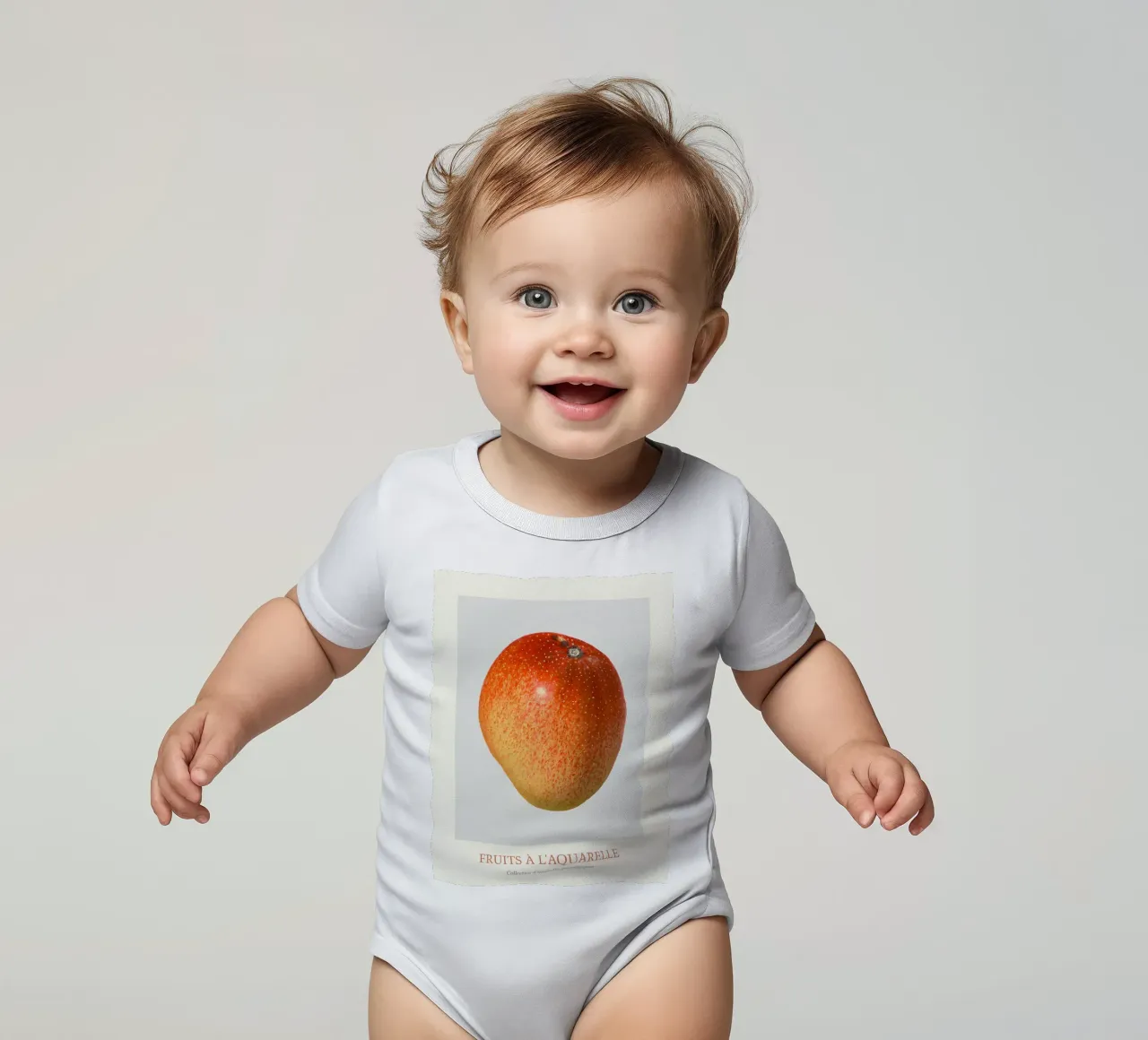 Aquarelle Fruits - Red & Yellow Mango Botanical Print short-sleeve baby romper by ClubArt