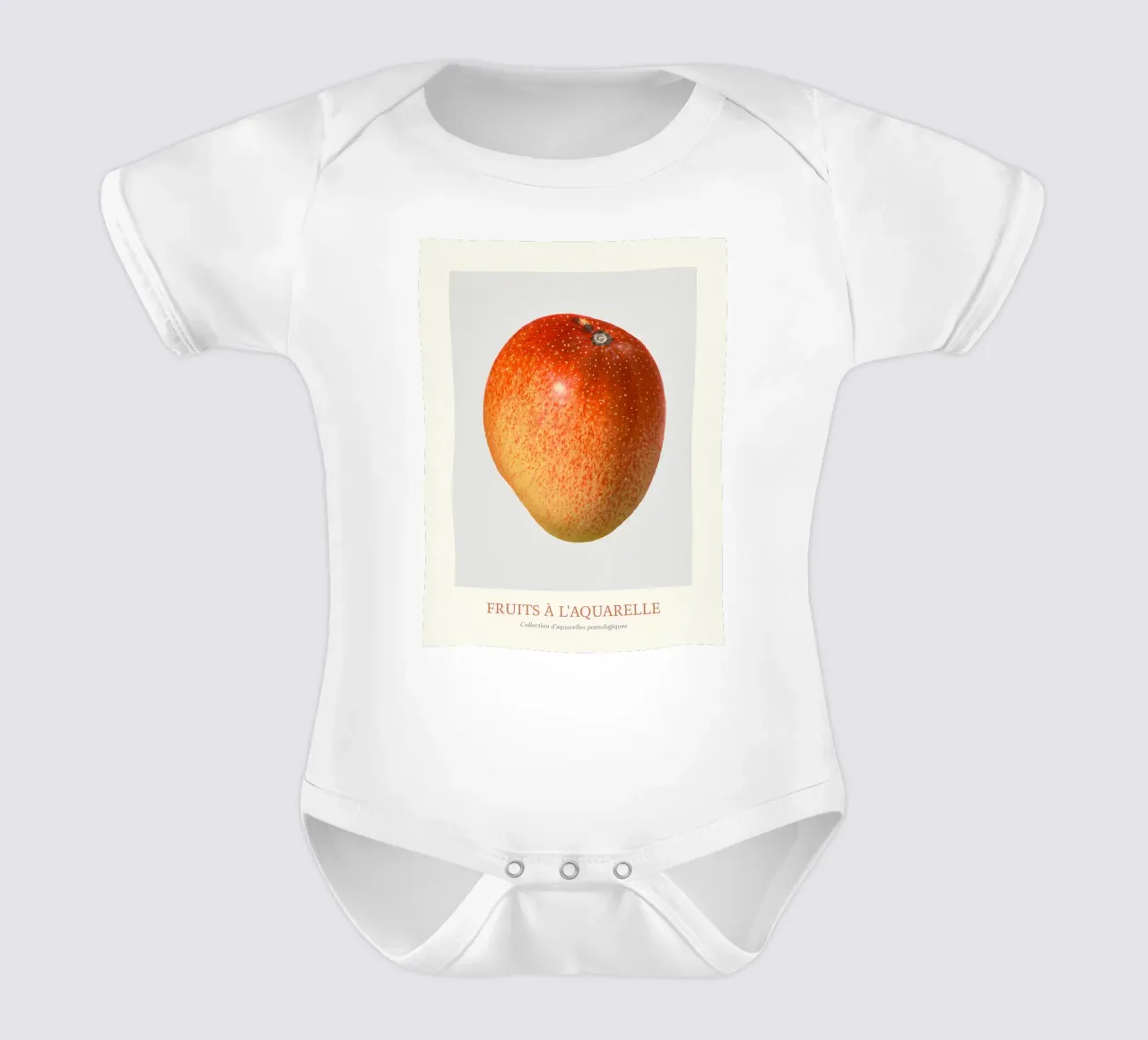 Aquarelle Fruits - Red & Yellow Mango Botanical Print short-sleeve baby romper by ClubArt