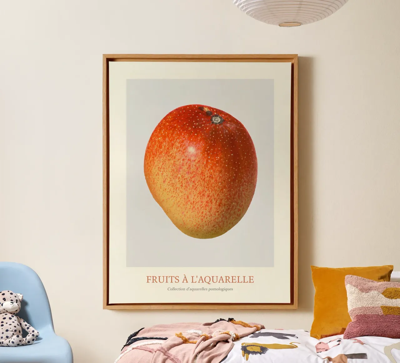 Aquarelle Fruits - Red & Yellow Mango Botanical Print canvas with Floater frame by ClubArt