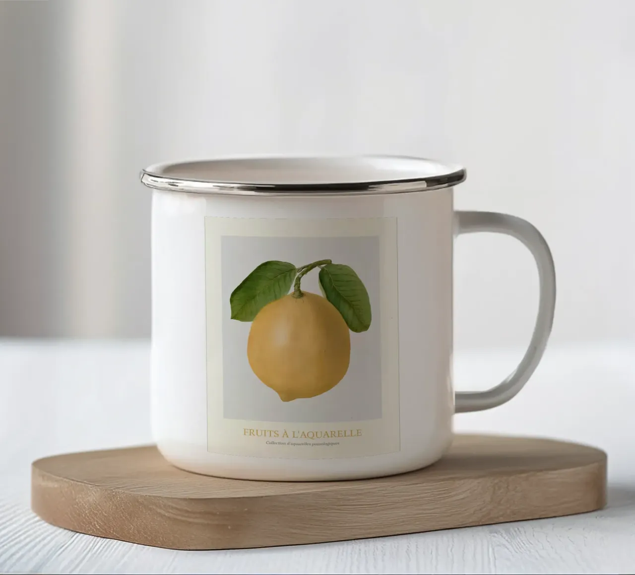 Aquarelle Früchte - Gelbe Zitrone Botanischer Kunstdruck Emaille Tasse von ClubArt