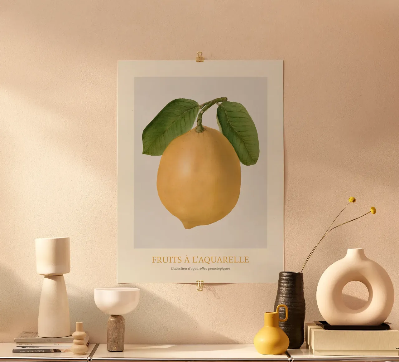 Aquarelle Früchte - Gelbe Zitrone Botanischer Kunstdruck Hahnemühle von ClubArt
