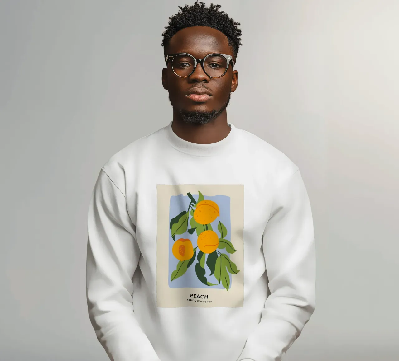 Peach Fruit Branch - Minimalist Botanical Art Print sweatshirt by ClubArt