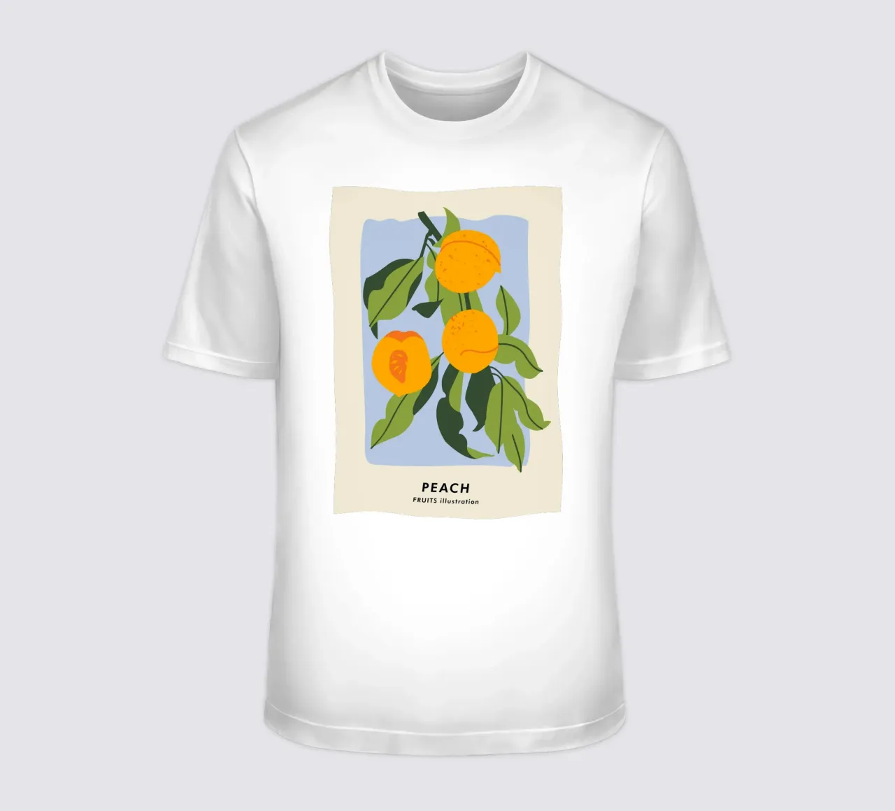 Peach Fruit Branch - Minimalist Botanical Art Print t-shirt by ClubArt
