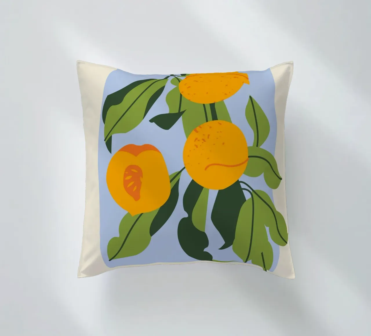 Peach Fruit Branch - Minimalist Botanical Art Print decorative cushion by ClubArt