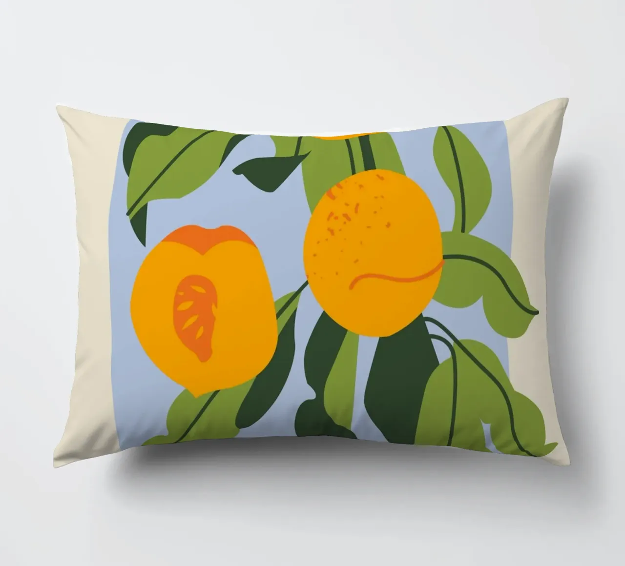Peach Fruit Branch - Minimalist Botanical Art Print decorative cushion by ClubArt