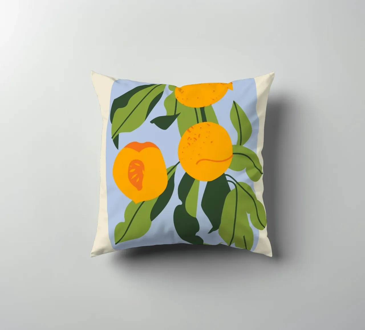 Peach Fruit Branch - Minimalist Botanical Art Print decorative cushion by ClubArt
