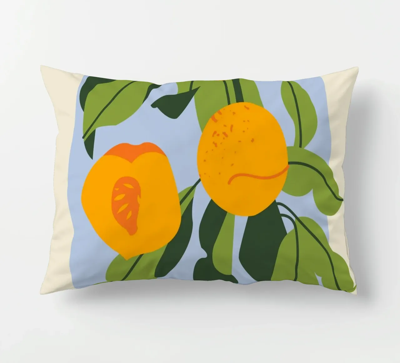Peach Fruit Branch - Minimalist Botanical Art Print decorative cushion by ClubArt