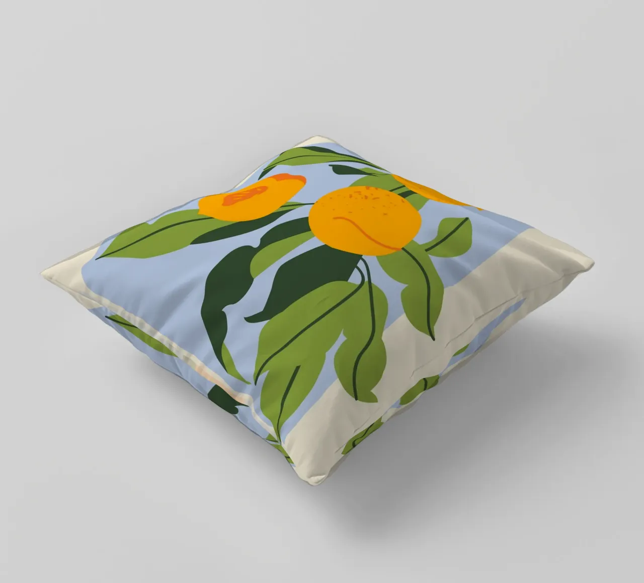 Peach Fruit Branch - Minimalist Botanical Art Print decorative cushion by ClubArt