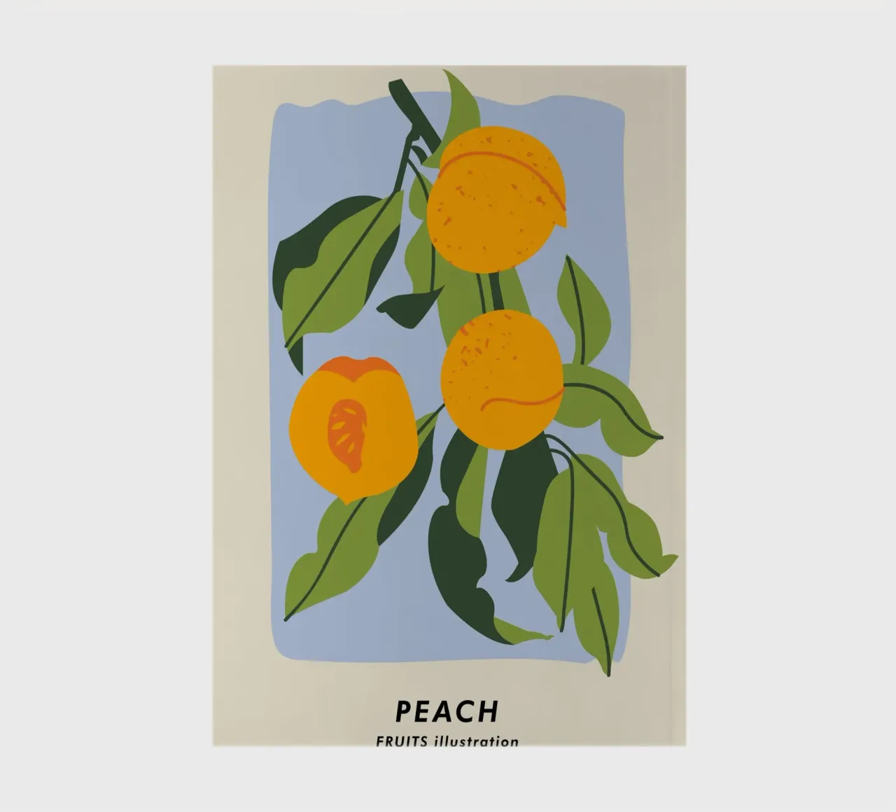 Peach Fruit Branch - Minimalist Botanical Art Print notebook by ClubArt