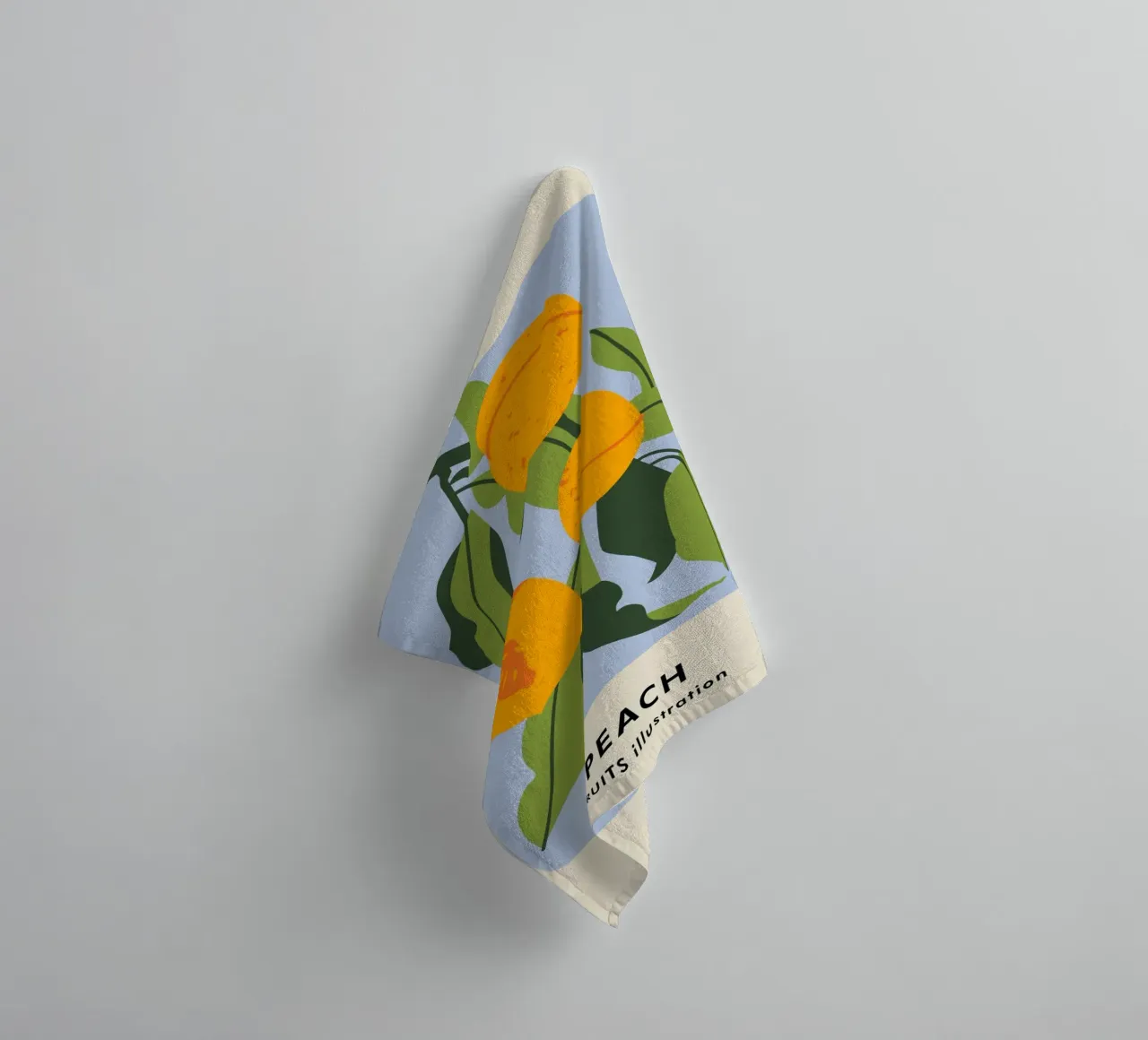 Pfirsich-Frucht-Zweig - Minimalistischer botanischer Kunstdruck Handtuch von ClubArt