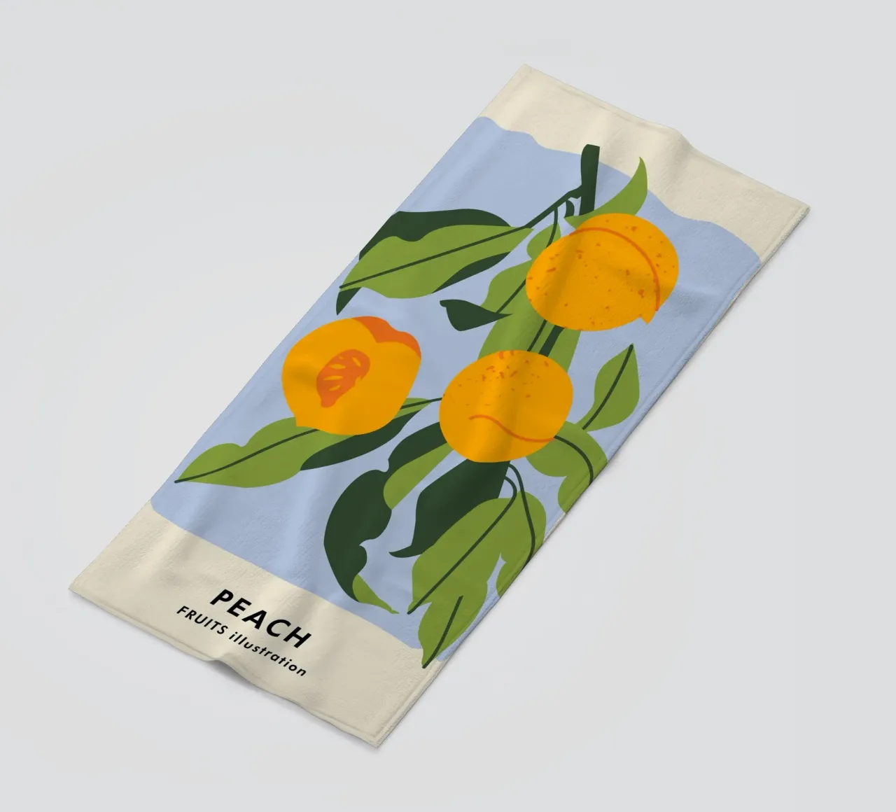 Peach Fruit Branch - Minimalist Botanical Art Print beach towel by ClubArt