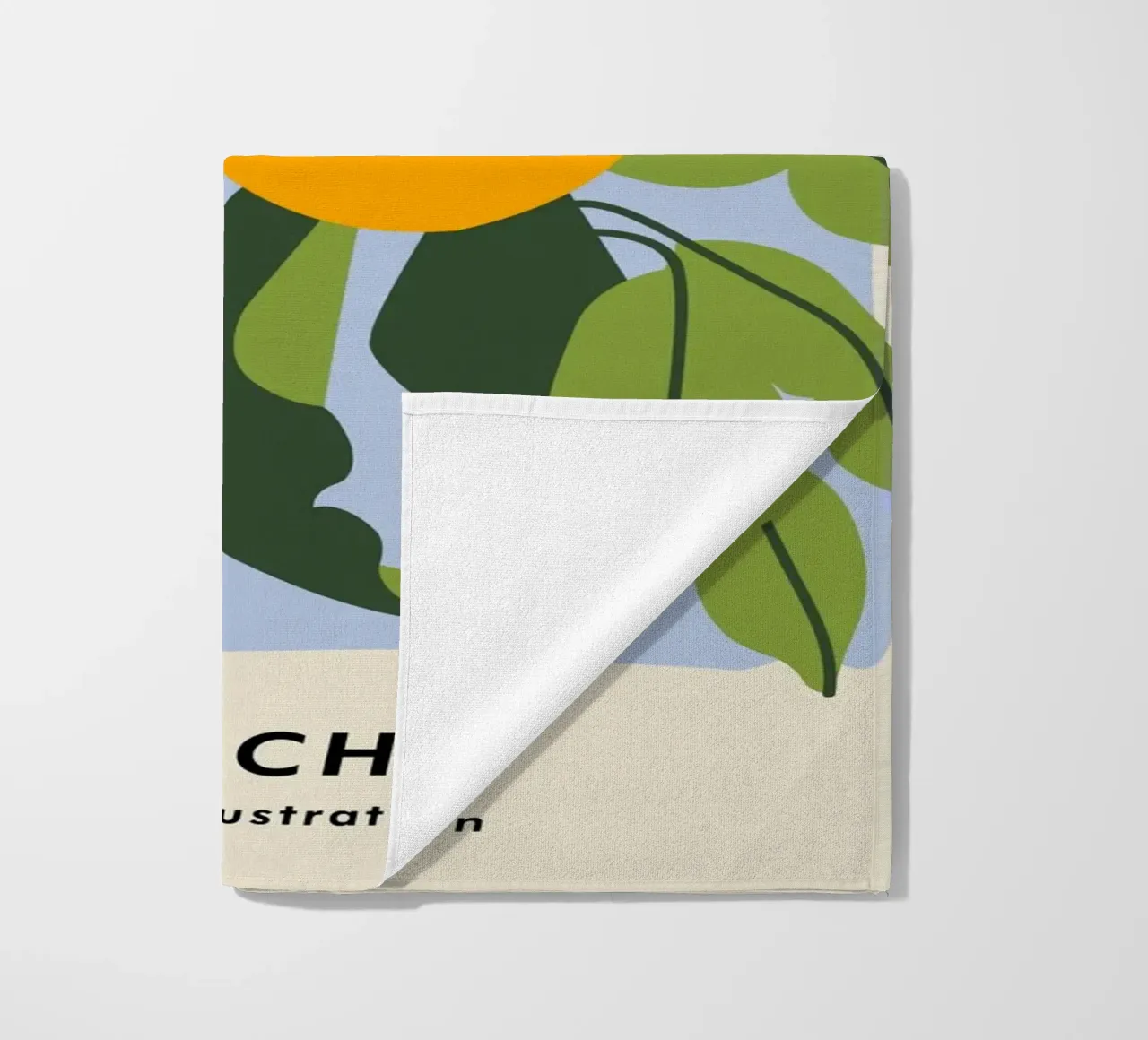 Peach Fruit Branch - Minimalist Botanical Art Print beach towel by ClubArt