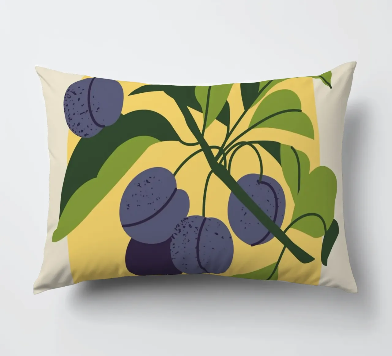 Plum Fruit Branch - Minimalist Botanical Art Print decorative cushion by ClubArt