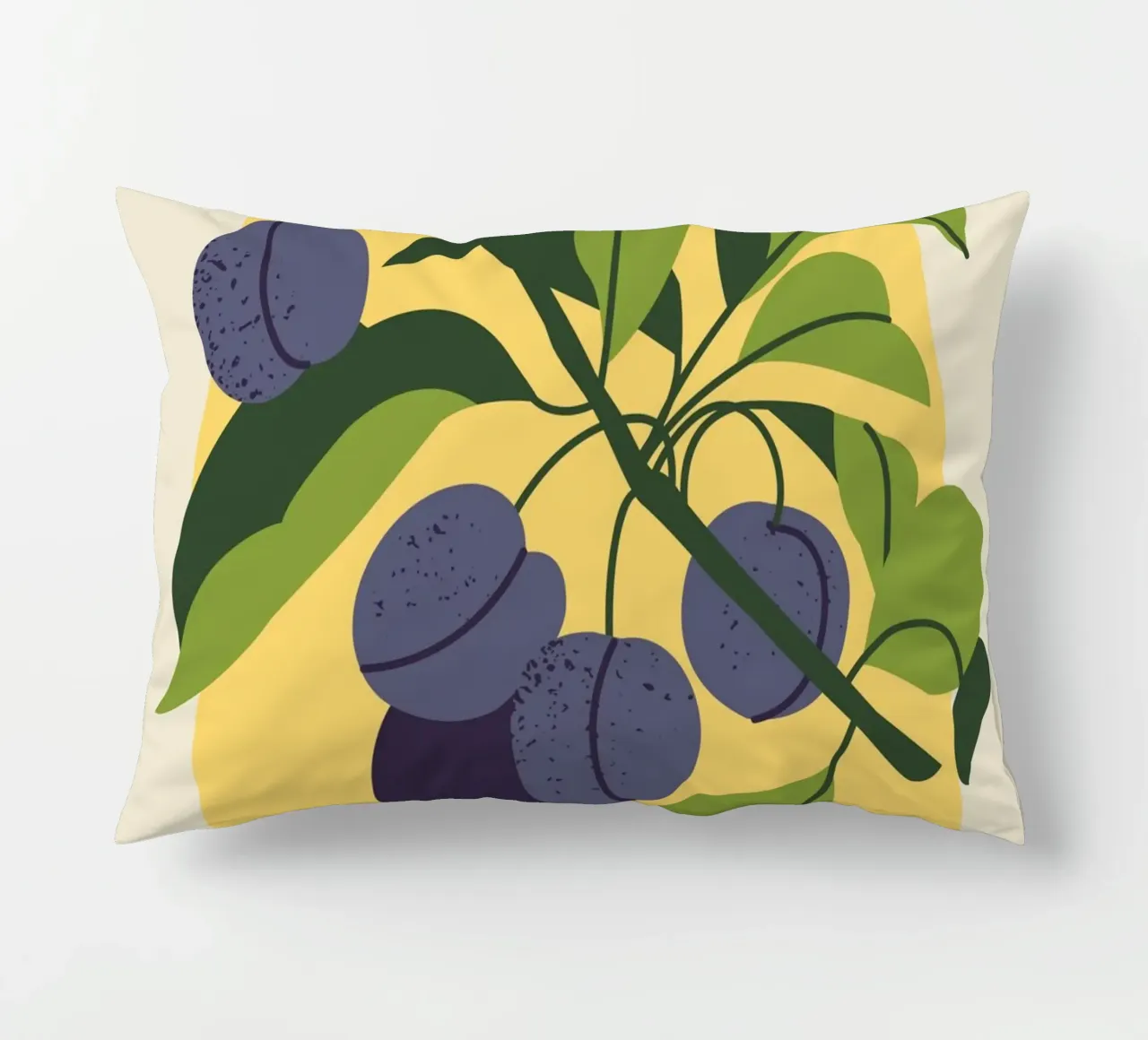 Plum Fruit Branch - Minimalist Botanical Art Print decorative cushion by ClubArt