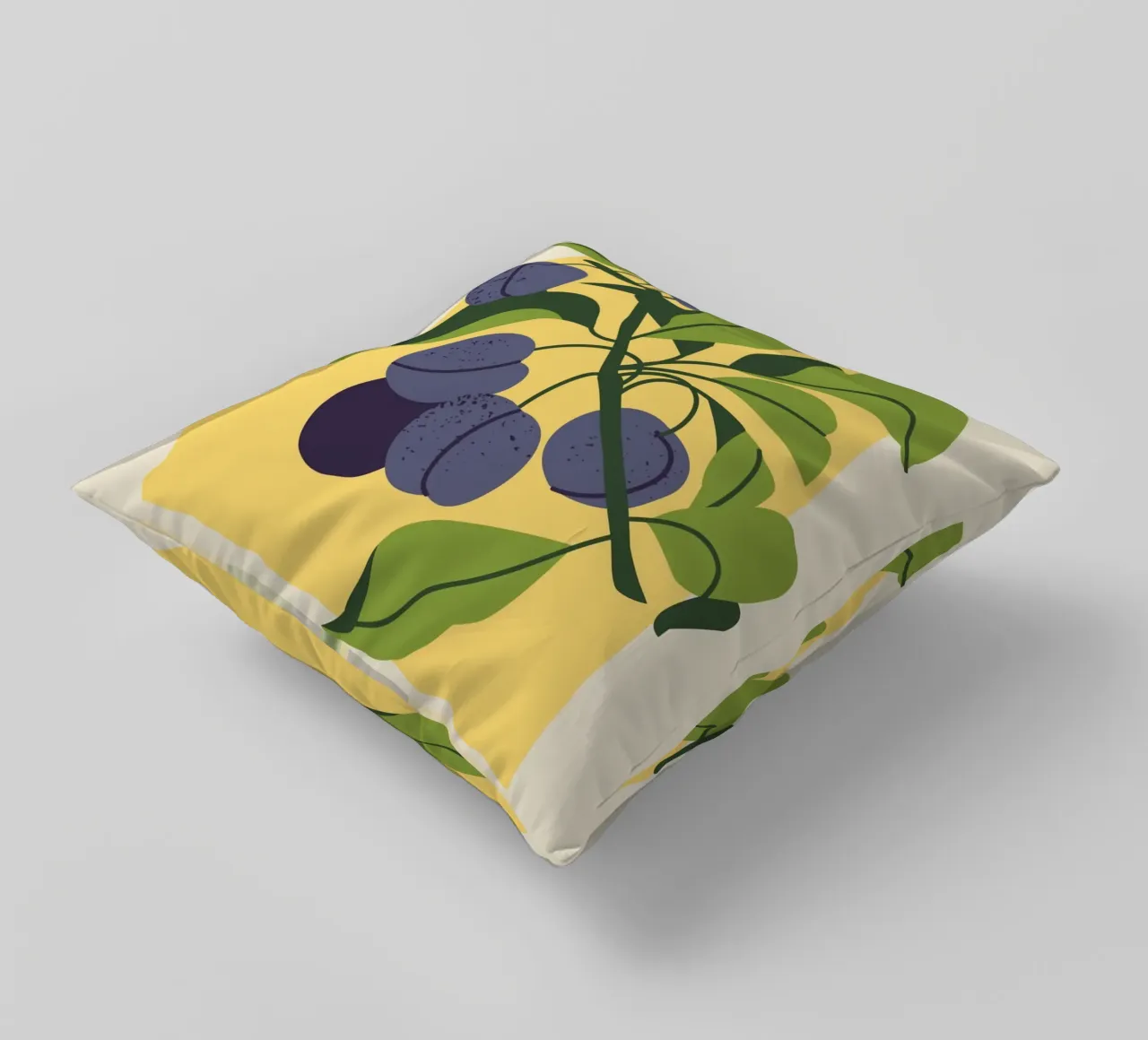 Plum Fruit Branch - Minimalist Botanical Art Print decorative cushion by ClubArt